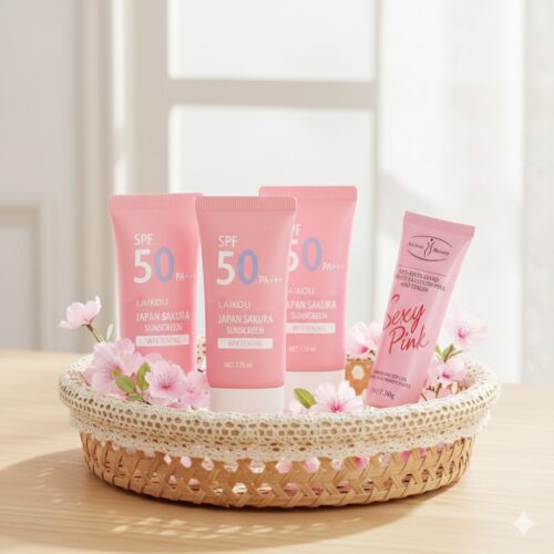 Laikou Japan Sakura Sunscreen (SPF 50) & Sexy Pink Whitening Cream - Ultimate Glow Combo